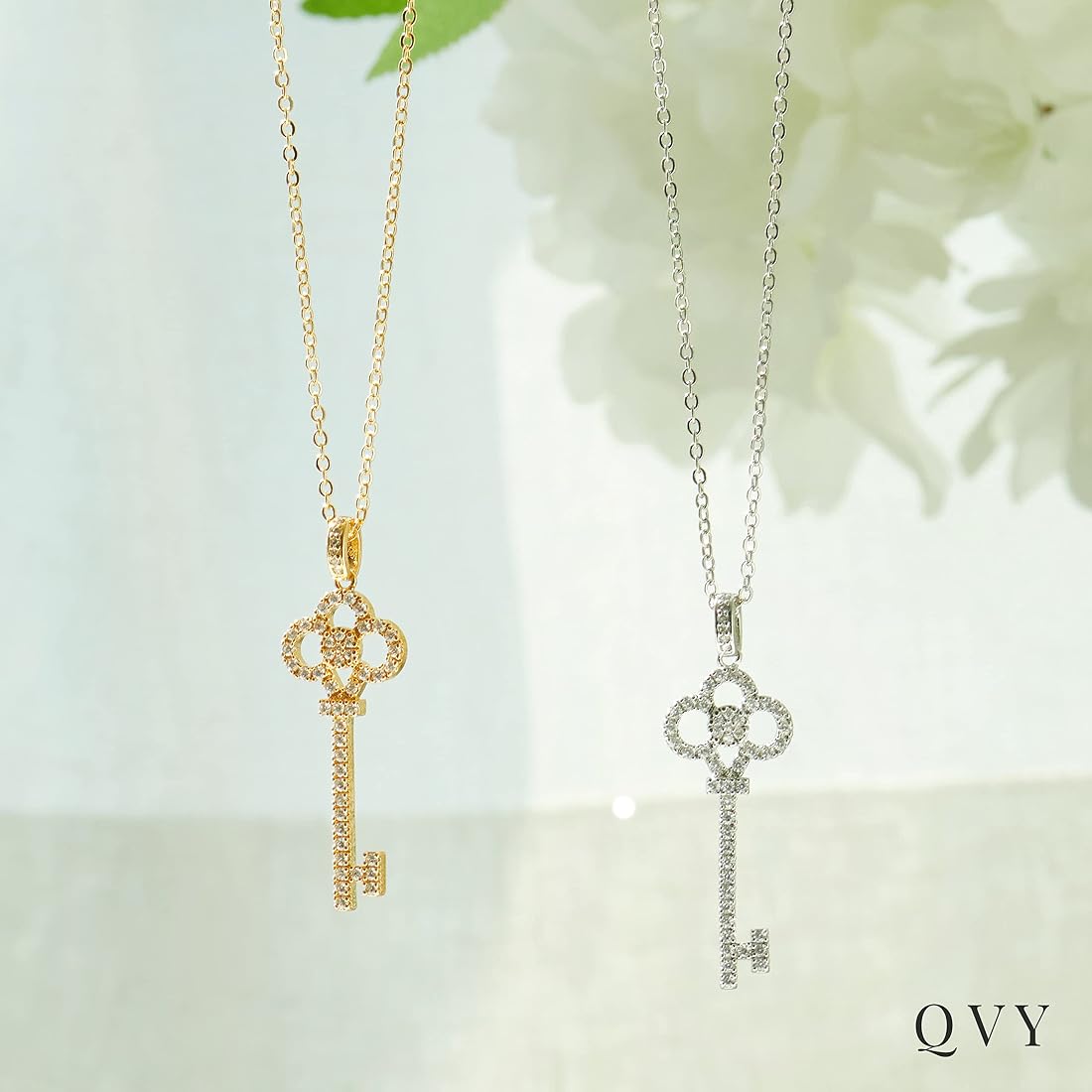 Buy Key Pendant Necklace for Women 14K Gold Plated Cubic Zirconia